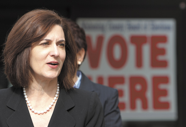 Vicki Kennedy, the wife of the late U.S. Sen. Ted Kennedy, said President Barack Obama, a fellow Democrat, has a stronger record of commitment to women than Mitt Romney, the Republican presidential nominee. Kennedy spoke Wednesday outside the Mahoning County Board of Elections in Youngstown.