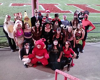 Senior members of the Niles McKinley High marching band traded in their usual uniforms last Friday and replaced them with their favorite Halloween costumes. The band members performed their halftime show in the costumes.
