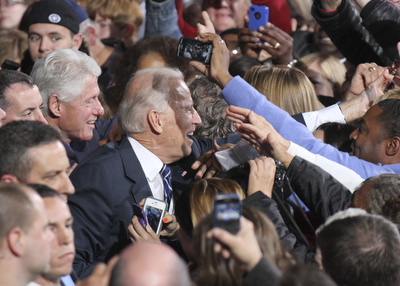 William d Lewis the vindicator   Bill Clinton and Joe Biden work the crowd during rally 102912 at Covelli.