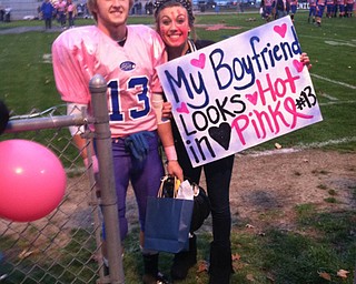 Rachael Obradovich supports her boyfriend Chuckie Anderson #13 for the Jackson Milton Bluejays at his last Senior football game!