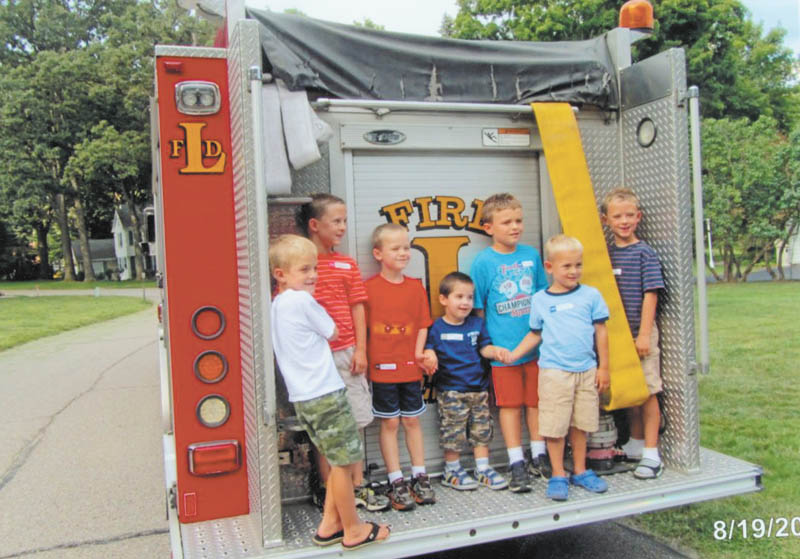 The Logan Brooke neighborhood in Liberty Township recently enjoyed its annual block party and were treated to a visit by the township’s fire department. Kids of all ages learned about the firetruck and ambulance vehicles. Standing on the truck are, from left, Ethan Brookbank, Gregory Jones, Will and Matt Hynes, Anthony Garano and James and Patrick Jones.