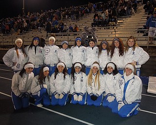 Poland Seminary cheerleaders and our Bulldog mascot are all smiles after their win against Marlington