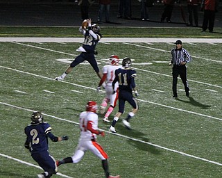 Jeremy Quinlan of Brookfield intercepts Edgewood's pass during Friday's first round playoff game.