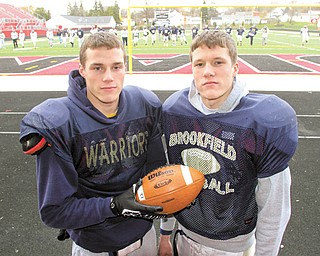 Jeremy and his twin brother, Jimmy, above right, a wide receiver and linebacker, have been instrumental in helping the Warriors’ reach the Division IV, Region 13 final Friday against Creston Norwayne.