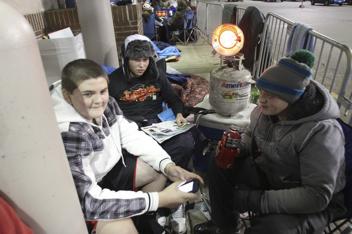 William d Lewis the Vindicator   First in line outside Boardman Best Buy were from left, David Cancel, 15, Andrew Bujdoso, 15, and Dominic Miranda, 15, all of Canfield. They were in line since Tuesday afternoon. thye were hoping to purchase TVs.