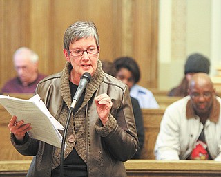 Kathleen Berry of Youngstown was one of a half-dozen residents who spoke at a parks and recreation commission meeting Tuesday in support of the city’s position that it does not intend to lease park land to companies for oil and gas drilling.