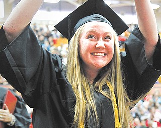 Samantha Rohrman reacts after receiving her degree in the college of liberal arts and sciences.