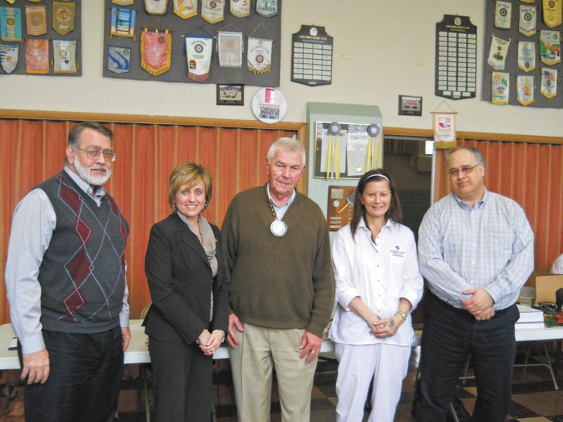 Struthers Rotary member Dan Becker, third from left, and Rotary president Tom Baringer, right, are shown with new members, from left, Drew Hirt, Lisa Daprile and Terri Sebastiano. Daprile is a certified public accountant with Beckwith, Daprile and Co. and is vice president of Maplecrest Nursing and Rehabilitation Center, which she has owned and operated with her husband Chris since 1997. Sebastiano has been director of nursing at Maplecrest for 13 years and also is an instructor of nursing at Choffin Career Center and Trumbul Career and Technical Center. Hirt is president, senior scientist and co-founder with his wife, Carol Jean, of Materials Research Laboratories Inc. 