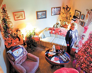 Leona Gould of Poland decorates her home with eight Christmas tree each year. The display caught the attention of some of her apartment-complex neighbors who asked for tours.