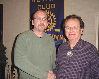 PMG Chocolatier and Executive Vice President Ed Ridenbaugh was the speaker at a recent meeting of Austintown Rotary. Shown from left are Ridenbaugh with Ron Carroll, president of Austintown Rotary. Ridenbaugh said, “To PMG, chocolate is an art.” PMG has been in the candy business for more than 30 years and has developed its own product line, but also has the original Gorants recipe. Visit www.pmgchocolatier.com.