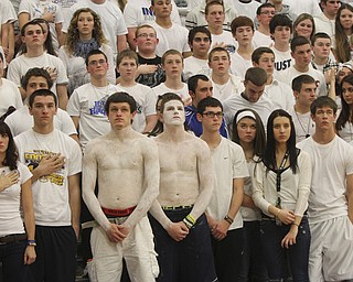 William D. Lewis the Vindicator Somber faced students at Wilmingotn HS wear white in honor of classmate killed in traffic accident.