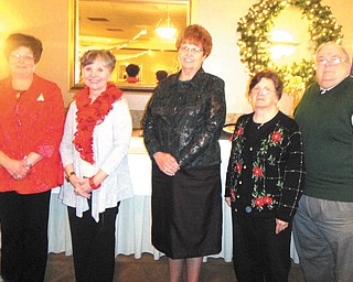 Trumbull Retired teachers have announced officers and committees for 2013. Officers are, from left, Denise Deltondo, president; Ellen King, financial secretary; Linda Cowin, recording secretary; Carol Pinney, president-elect; and Patrick Pinney, treasurer. Committee members are Alberta Morales, chaplain; Charlotte Jessup, historian; Ruby Hawkins, ORTA trustee; Barb Wright, past president; Betty Jean Bahmer and Marilyn Stanton, community; Mary Fuller, hospitality; Ann Oakes, protective services; Denise Bartholomew, legislative; Barb Wright, Dottie Fogel, Nancy Countryman and Dorothy Blake, mailing; Jane Cribbs, membership; Judy Zimmer and Mary Alice Seaborn, name tags; Kathy Funtulis and Jessup, necrology; Anna Mae Cuchna and Diana Bauman, pre-retirement; Roselyn Gadd, public relations; Ruby Hawkins, Joyce Faiver, Una Ford, Libby Whetson, Donna Pate and Marcia Overhold, scholarship; Deltondo and Kathy Luhaney, spelling bee; Elaine Bernatowicz and Gretchen Reed, telephone; and Elsie Whetzel and Bernatowicz, raffle.