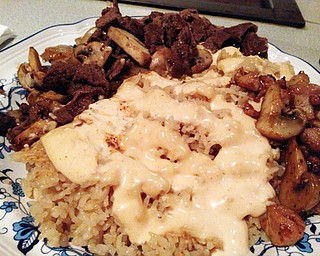 Steak, chicken, vegetables and rice at Tokyo House.