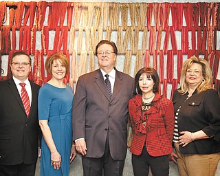 Honorary chairpersons for the Mardi Gras benefit for Hospice of the Valley set for Saturday at Mr. Anthony’s in Boardman are, from left, John and Ruth Straub of the Muscle Connection and John and Denise York of the DeBartolo Corp., with Liz McGarry, director of development for Hospice of the Valley. PHOTO BY MADELYN P. HASTINGS I THE VINDICATOR