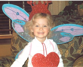 Grandma Ellen Monroe sent in this photo of granddaughter Mena Monroe looking festive dressed up as a Valentine fairy.