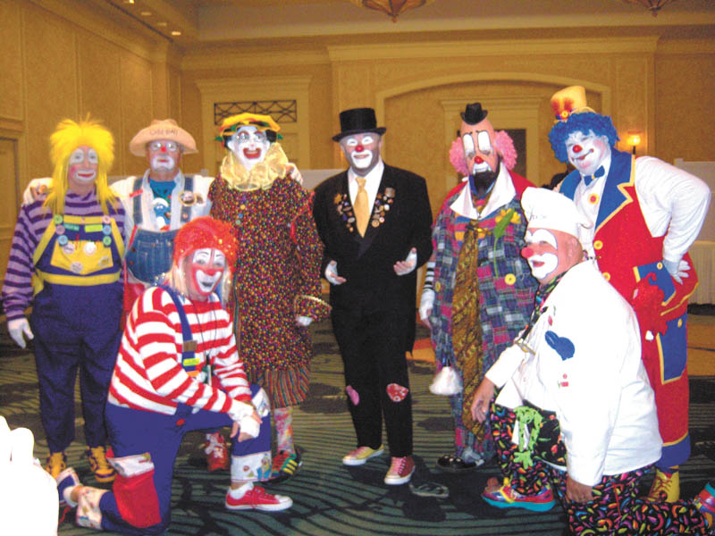 SPECIAL TO THE VINDICATOR
Aut Mori Grotto recently sent 22 members to Orlando, Fla., for a national clown competition. As a group, they won five first-place and two second-place awards. Kneeling are Glen (Harlee) McClain, left, and Alan (It’s So) Boles; and standing, from left, are Joe (Woodee) Humansky, George McClelland, Jay (JJ) Lasasso, Robert (Who Me) Edwards, Charles (Crackers) Graham and Jesse (Pokey) Boles. Alan Boles won first place in the character clown competition; Humansky won first place in the Auguste cagetory and first place in the balloon skit division; Jesse Boles won first place and Lasasso second place in the white face competition; and Edwards won first place and Graham won second place in the tramp clown competition.