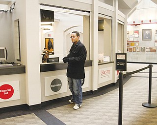 James Mickel of Youngstown seeks assistance at the registration station of Youngstown State’s new One Stop center for students.