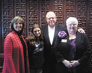 SPECIAL TO THE VINDICATOR
Warren Republican Women’s Club met at Cafe 422 for its February meeting. Featured are from left, Hattie Miller, WRWC Girls’ State chairwoman; Samantha Case, representative chosen to attend Girls’ State; Allen Ryan, Trumbull County Republican communications director; and Cary Ann Koren, WRWC president. Case and Ryan were the featured speakers.