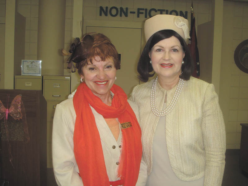 Roselyn Gadd, left, will welcome Carol Starre-Kmiecik to the area as she portrays Jacqueline Kennedy at 10 a.m. Monday at Austintown Library Community Room, Raccoon Road. The event is sponsored by Friends of Austintown Library in honor of American Woman’s Month. Starre-Kmiecik’s performances are educational and entertaining. Admission is free. SPECIAL TO THE VINDICATOR