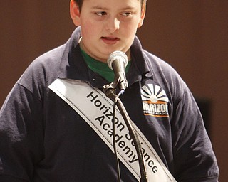 ROBERT  K.  YOSAY  | THE VINDICATOR --..FACES - Horizon Science Academy  of Jordan Martin  5th grader..The 80th  Youngstown Vindicator Spelling Bee was held at Kilcawley Center on YSU Campus  Saturday morning with  60 competitors from area schools.. ..(AP Photo/The Vindicator, Robert K. Yosay)