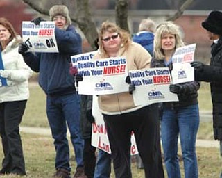 Some of the 400 registered nurses at ValleyCare Northside Medical Center manned informational picket lines Tuesday in front of the hospital on Gypsy Lane, Youngstown.