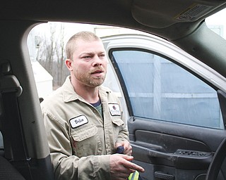 Brian Rose, above, is a roustabout for a natural-gas drilling company, whose Dodge 4x4 truck sometimes doubles as a dressing room. Rose’s responsibilities vary from picking up trash to repairing the liners that contain chemicals. He is responsible for general-labor duties on a rig.