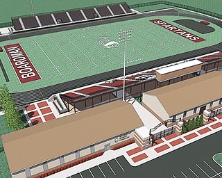 A drawing of the proposed stadium at Boardman High School is on the Boardman Boosters’ website. The booster club is trying to raise the $4 million needed to build the stadium and will receive a $100,000 donation from the Home Savings Charitable Fund today.