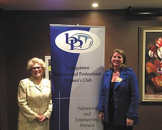 SPECIAL TO THE VINDICATOR
Youngstown Business and Professional Women’s Club recently celebrated Women’s History Month at the Upstairs Restaurant and Lounge in Austintown. Dr. Cynthia Anderson, left, president of Youngstown State University, was the guest speaker, and is shown with Lisa Dickson, YBPW president.