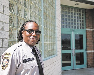 Vince Jethroe stands in front of the Ohio State Penitentiary in Youngstown. Jethroe has been selected as a candidate for Ohio Corrections Officer of the year by his peers at the prison on the East Side that houses about 600 inmates.
