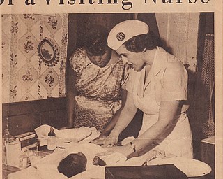 This picture of Jeanette MacLennan Van Brocklin was published on the front page of The Vindicator's June 26, 1960, Rotogravure Section. It was part of a full-page package focusing on her as she performed her many duties as a nurse with the Visiting Nurse Association. The entire page was sent to us by her husband, Harry Van Brocklin. The couple live in Poland.