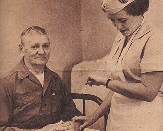 This picture of Jeanette MacLennan Van Brocklin was published on the front page of The Vindicator's June 26, 1960, Rotogravure Section. It was part of a full-page package focusing on her as she performed her many duties as a nurse with the Visiting Nurse Association. The entire page was sent to us by her husband, Harry Van Brocklin. The couple live in Poland.