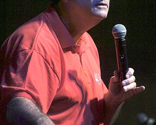 Kelli Cardinal/The Vindicator
Neal Jeffrey speaks to a large crowd Saturday during the Men's Rally in the Valley at the Covelli Center in Youngstown. Jeffrey is a teaching minister at Prestonwood Church in Dallas, Texas.