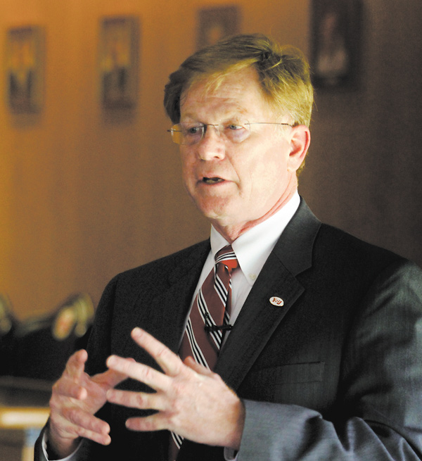 James Moran III, a finalist to be the next president of YSU, spoke Monday to attendees at a community forum.