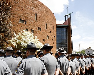 MADELYN P. HASTINGS | THE VINDICATOR
Hundreds of police officers gather outside of St. Vitus church during a funeral service for Shenango Township Police Officer William “Jerry” McCarthy who was killed by Kylee Barletto in a car chase on May 2, 2013.
