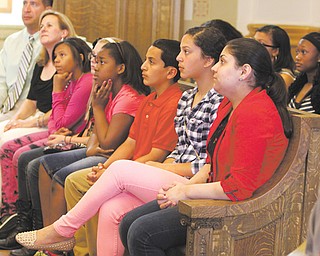 Students from W.S. Guy Middle School’s student council, grades five through eight, got a close-up civics lesson from Youngstown Mayor Charles Sammarone and his staff in city council chambers Thursday morning. Principal Judd Rubin and Marla Dull, student council adviser, led the field trip for the Liberty students.