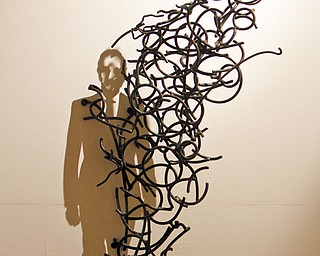 Shadow images cast by the wire artwork of Larry Kagan at The Butler Institute of American Art on Wick Avenue.