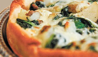 Potato and Greens pizza at Marino’s Italian Cafe in Austintown.