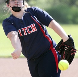 William D. Lewis\The Vindicator Alex Fraznken(8) , Fitch pitcher delivers during May 15,2013 game with Kent. Fitch won 4-2..
