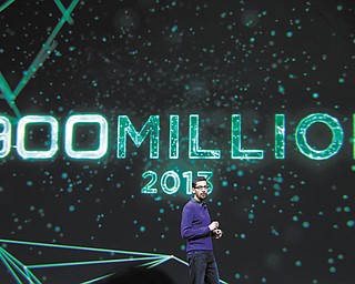 Sundar Pichai, senior vice president, Chrome and Apps at Google, speaks about the 900 million android users at
Google I/O 2013 in San Francisco on Wednesday.