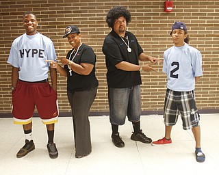 ROBERT K. YOSAY | THE VINDICATOR
Lajuan Thomas (ball cap #2 shirt) and - Troy Blackmon -( Red Shorts )Kathy Hammond David Hight
The Return of the All-City Variety Show runs from 6 to 10 p.m. at East High School. It’s a fund-raiser for the intramural third through sixth grade elementary school sports program that begins this fall. The sports program is a partnership between the city schools and Finer Things Academy Inc