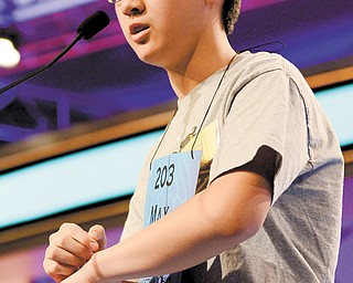 Max Lee of Canfield competes in the second round of the 2013 Scripps National Spelling Bee in Oxon Hill, Md., Wednesday.