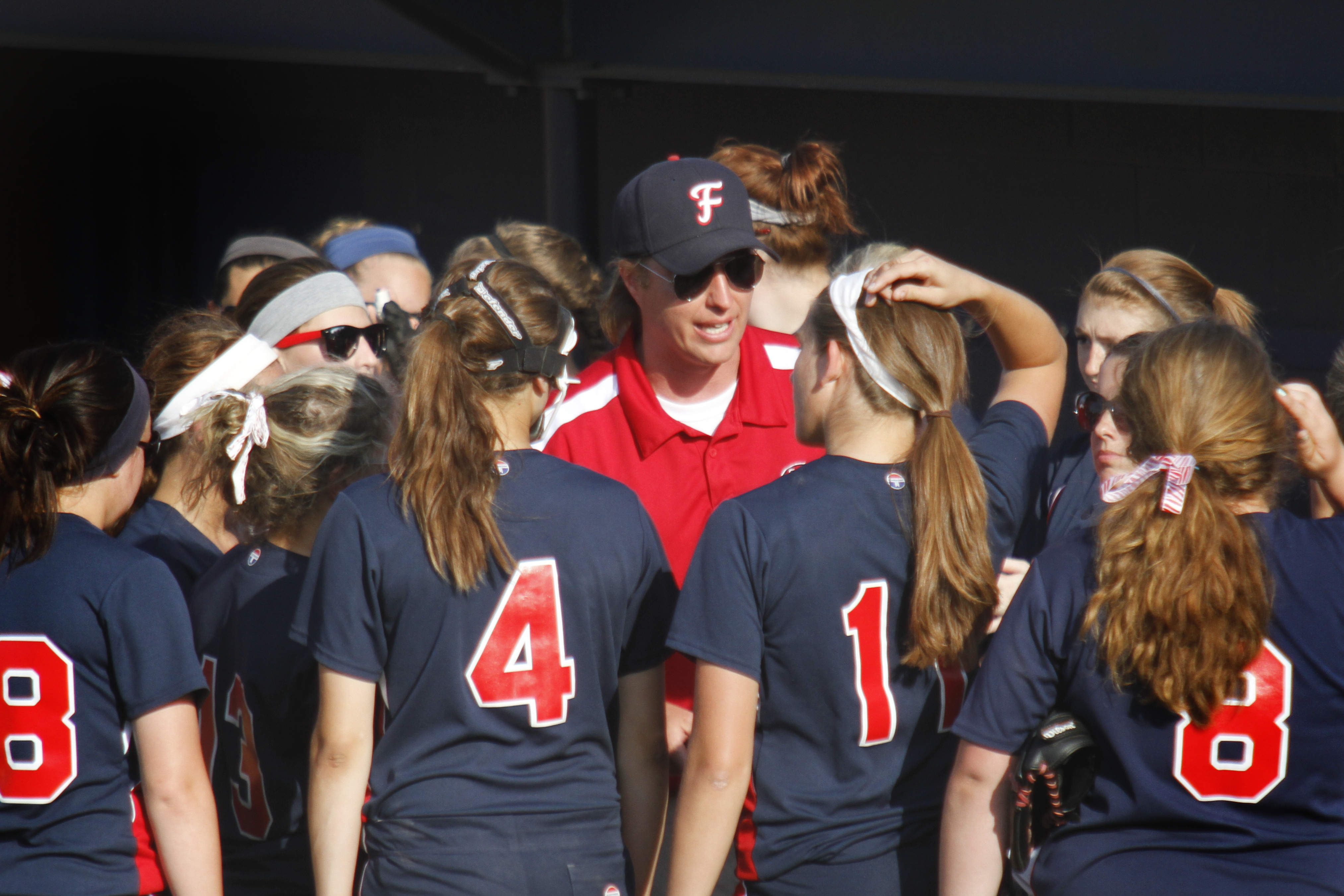 MADELYN P. HASTINGS I THE VINDICATOR

Coaches talk with the Fitch girls during their game against Medina at the University of Akron on May 30, 2013. Fitch lost to Medina 5-3.