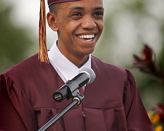 MADELYN P. HASTINGS | THE VINDICATOR

Class President, Amir Huggins, gives his speech during Liberty High School's commencement.