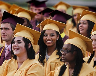MADELYN P. HASTINGS | THE VINDICATOR
Liberty High School's class of 2013 smiles after receiving their diplomas.