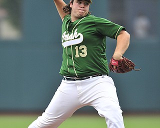 Ursuline pitcher Sam Donko #13 throws a pitch early during Thursday mornings game against Wheelersburg. 