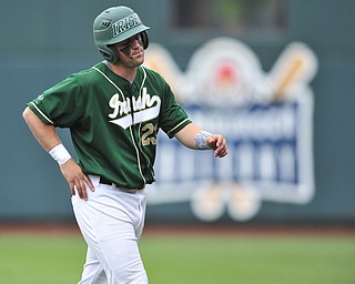 Michael Montallbano #23 of Ursuline walk back to the dugout after a fly out that would be the first out in the bottom of the 5th. 