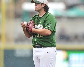 Ursuline pitcher Sam Donko #13 reacts on the mound after allowing the first Wheelersburg run of the game in the top of the 8th inning. 