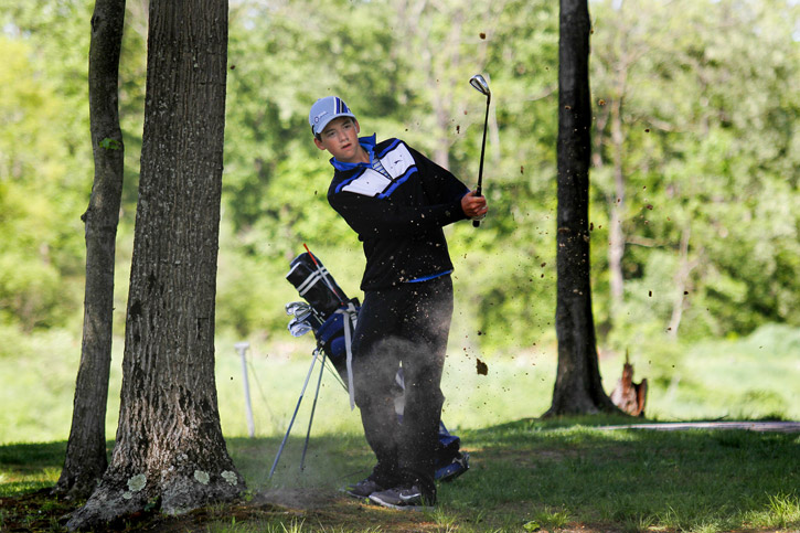 Greatest Golfer of the Valley junior qualifier, Brian Velasquez, golfs at Pine Lakes Golf Club in Hubbard on May 25, 2013.