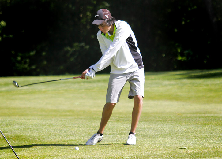 Greatest Golfer of the Valley junior qualifier, Jason McQuown, golfs at Pine Lakes Golf Club in Hubbard on May 25, 2013.