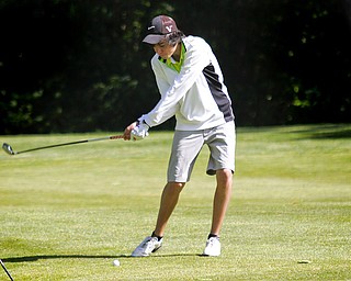 Greatest Golfer of the Valley junior qualifier, Jason McQuown, golfs at Pine Lakes Golf Club in Hubbard on May 25, 2013.